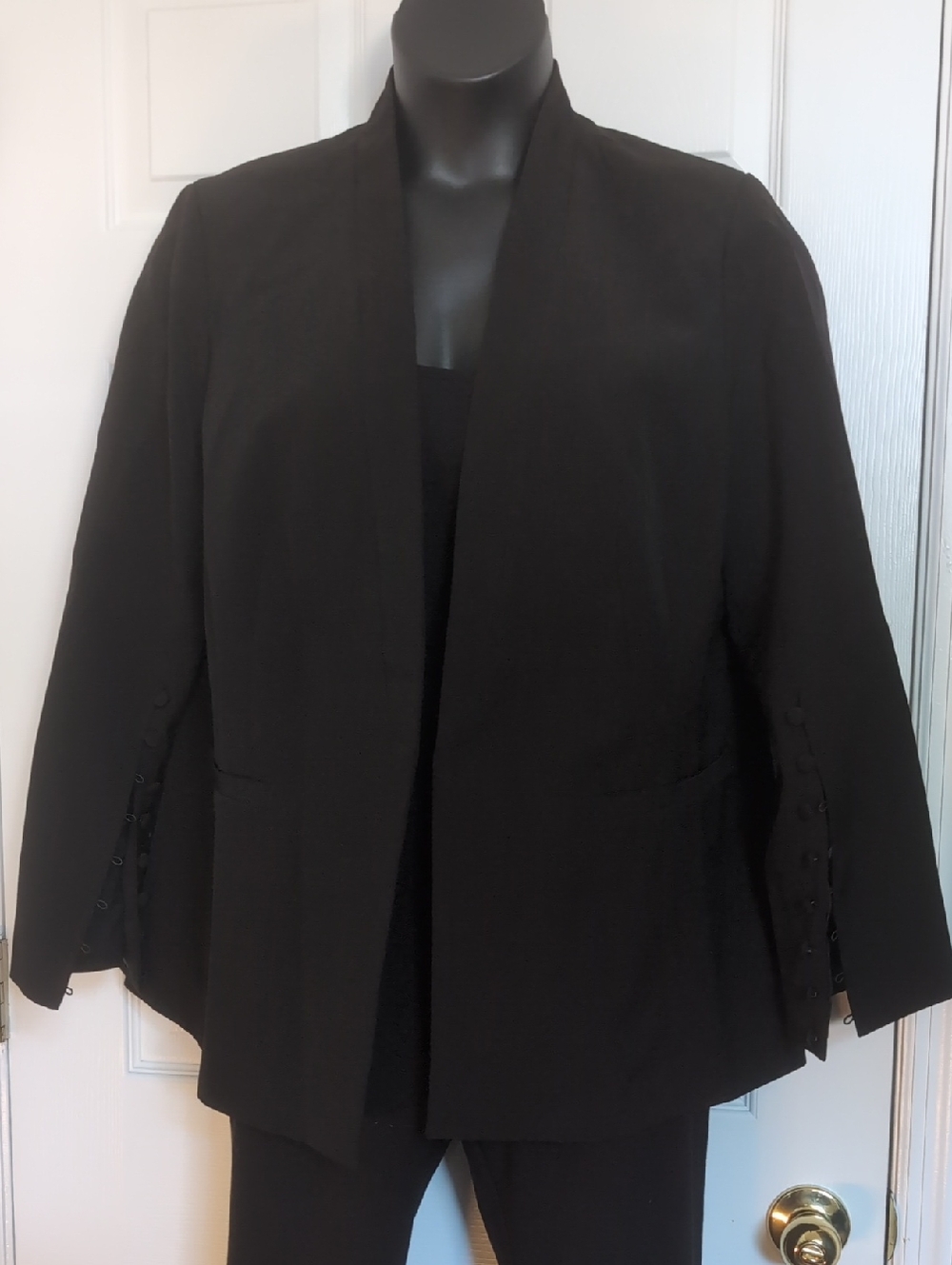 Eloquii Black Open-Front Blazer with Button-Trim Sleeves